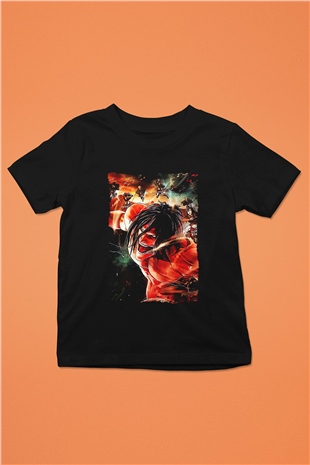 Attack On Titan Baskılı Unisex Siyah Çocuk Tişört - Tshirt