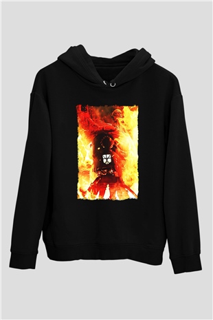 Attack On Titan Baskılı Unisex Siyah Hoodie