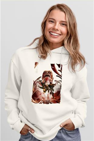 Attack On Titan Baskılı Unisex Siyah Hoodie