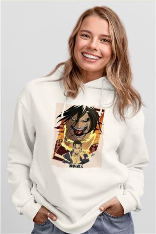 Attack On Titan Baskılı Unisex Siyah Hoodie