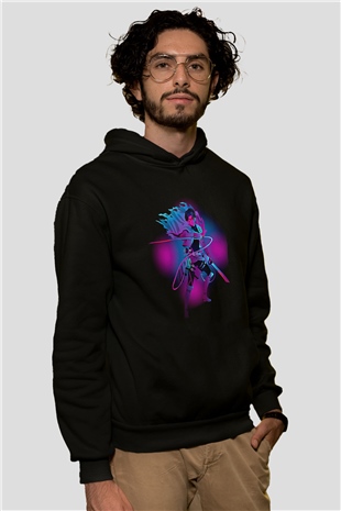 Attack On Titan Baskılı Unisex Siyah Hoodie