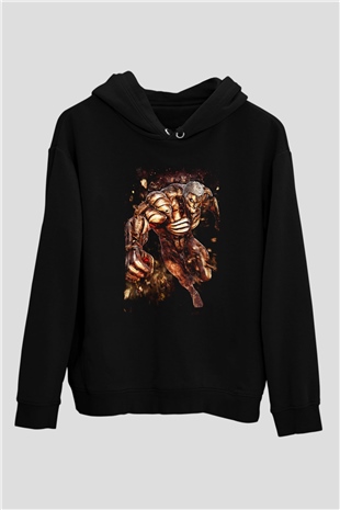 Attack On Titan Baskılı Unisex Siyah Hoodie