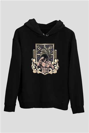 Attack On Titan Baskılı Unisex Siyah Hoodie