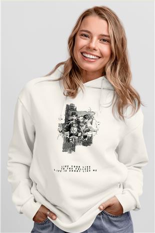 Attack On Titan Baskılı Unisex Siyah Hoodie
