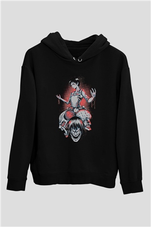 Attack On Titan Baskılı Unisex Siyah Hoodie