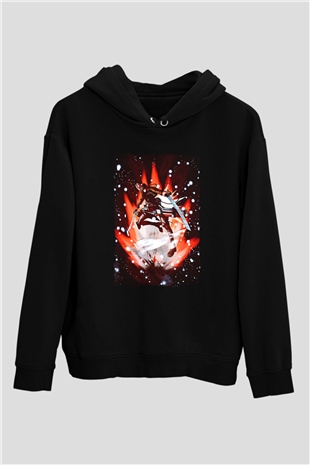 Attack On Titan Baskılı Unisex Siyah Hoodie