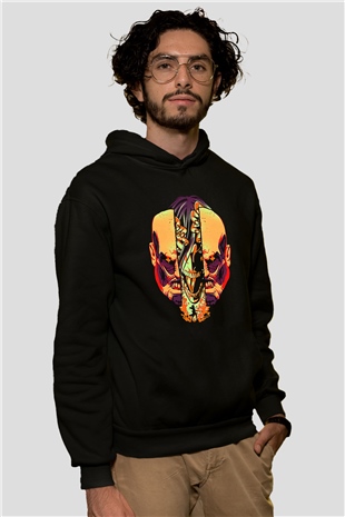 Attack On Titan Baskılı Unisex Siyah Hoodie