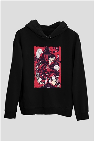 Attack On Titan Baskılı Unisex Siyah Hoodie