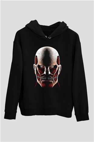 Attack On Titan Baskılı Unisex Siyah Hoodie