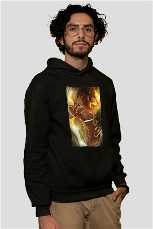 Attack On Titan Baskılı Unisex Siyah Hoodie