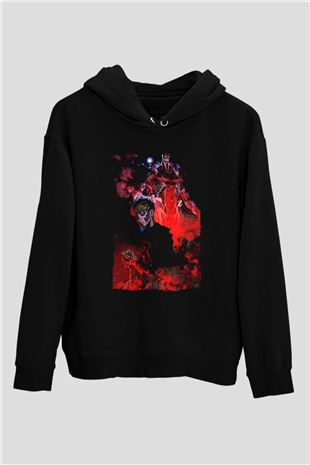 Attack On Titan Baskılı Unisex Siyah Hoodie