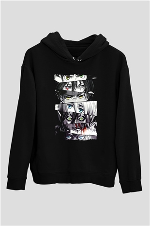 Attack On Titan Baskılı Unisex Siyah Hoodie
