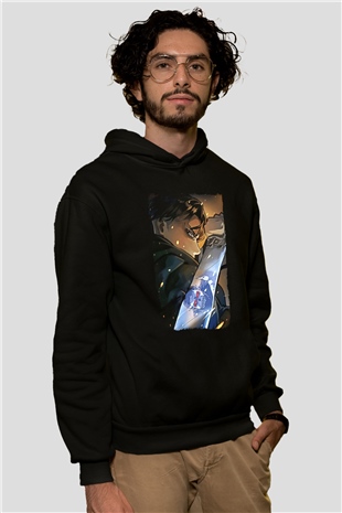 Attack On Titan Baskılı Unisex Siyah Hoodie