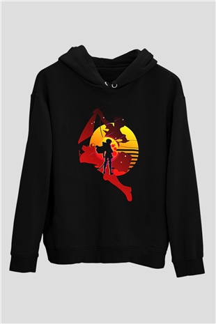 Attack On Titan Baskılı Unisex Siyah Hoodie
