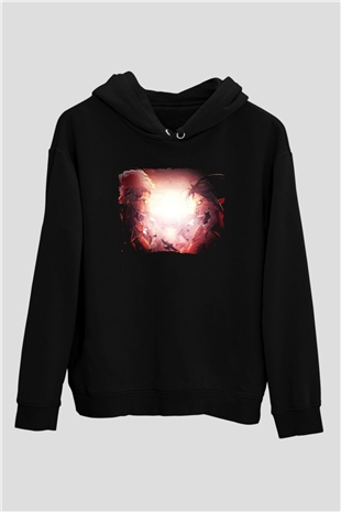Attack On Titan Baskılı Unisex Siyah Hoodie