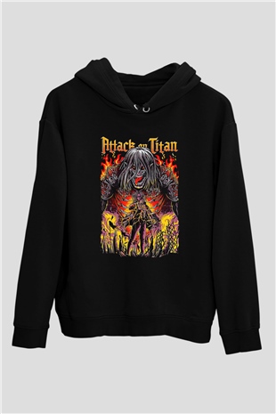 Attack On Titan Baskılı Unisex Siyah Hoodie