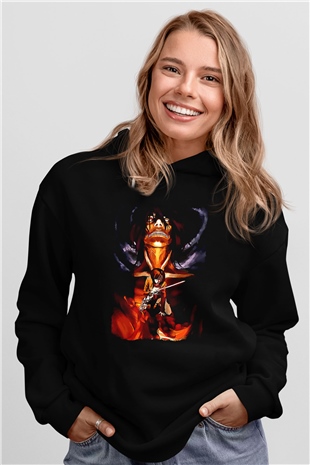 Attack On Titan Baskılı Unisex Siyah Hoodie