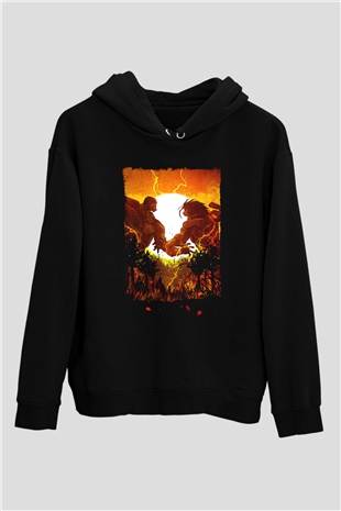 Attack On Titan Baskılı Unisex Siyah Hoodie
