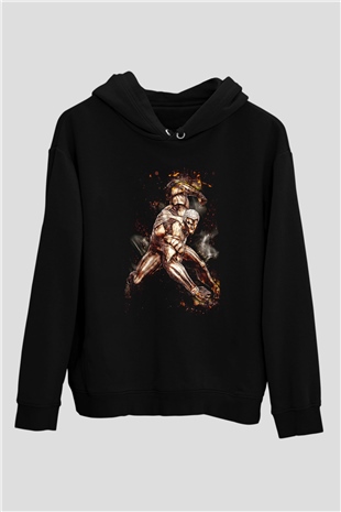 Attack On Titan Baskılı Unisex Siyah Hoodie