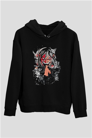 Attack On Titan Baskılı Unisex Siyah Hoodie