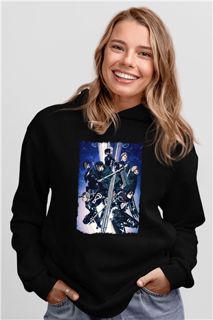 Attack On Titan Baskılı Unisex Siyah Hoodie