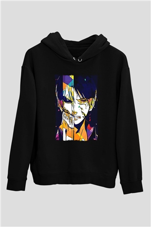 Attack On Titan Baskılı Unisex Siyah Hoodie