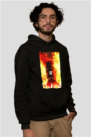Attack On Titan Baskılı Unisex Siyah Hoodie