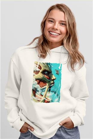 Attack On Titan Baskılı Unisex Siyah Hoodie