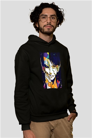 Attack On Titan Baskılı Unisex Siyah Hoodie