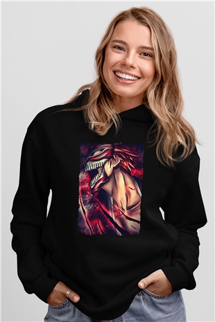 Attack On Titan Baskılı Unisex Siyah Hoodie