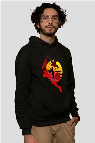 Attack On Titan Baskılı Unisex Siyah Hoodie