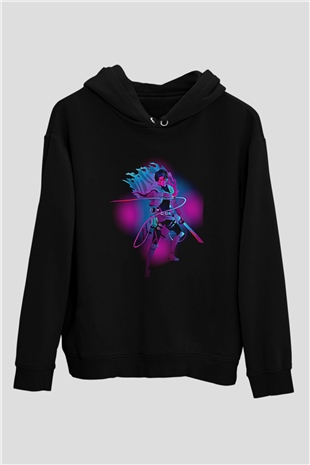 Attack On Titan Baskılı Unisex Siyah Hoodie