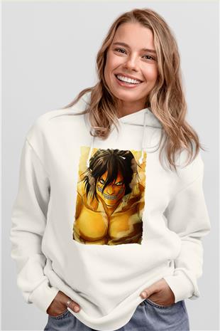 Attack On Titan Baskılı Unisex Siyah Hoodie