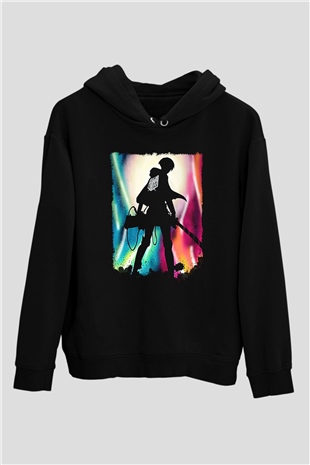 Attack On Titan Baskılı Unisex Siyah Hoodie