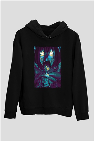 Attack On Titan Baskılı Unisex Siyah Hoodie