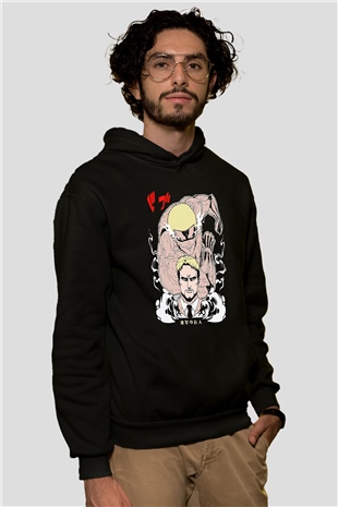 Attack On Titan Baskılı Unisex Siyah Hoodie