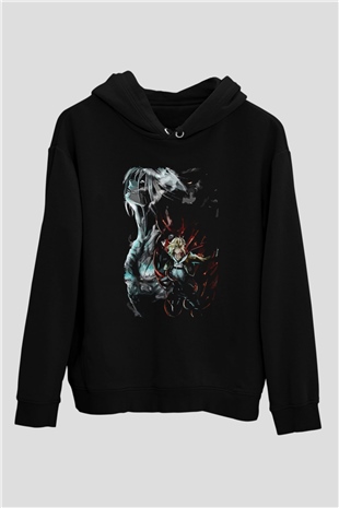 Attack On Titan Baskılı Unisex Siyah Hoodie