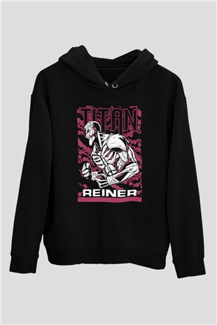 Attack On Titan Baskılı Unisex Siyah Hoodie