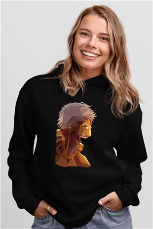 Attack On Titan Baskılı Unisex Siyah Hoodie