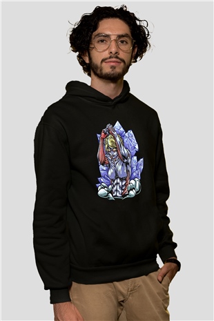 Attack On Titan Baskılı Unisex Siyah Hoodie