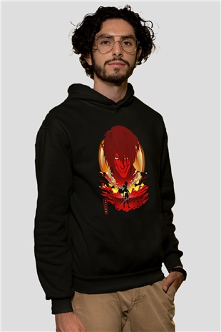 Attack On Titan Baskılı Unisex Siyah Hoodie