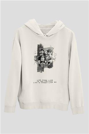 Attack On Titan Baskılı Unisex Siyah Hoodie