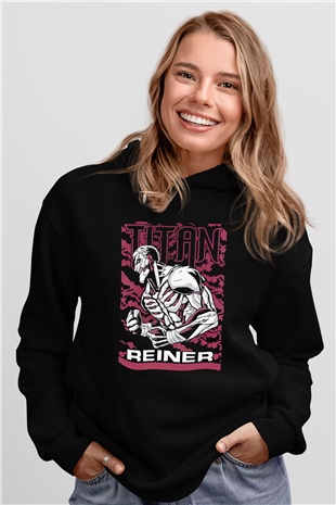 Attack On Titan Baskılı Unisex Siyah Hoodie