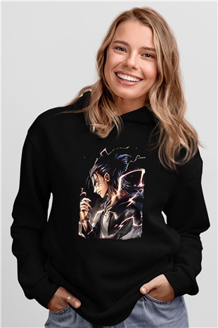 Attack On Titan Baskılı Unisex Siyah Hoodie