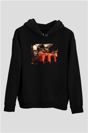Attack On Titan Baskılı Unisex Siyah Hoodie