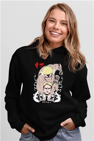 Attack On Titan Baskılı Unisex Siyah Hoodie