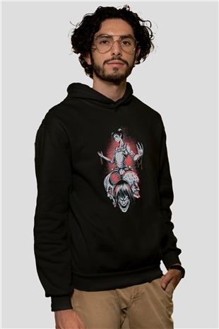 Attack On Titan Baskılı Unisex Siyah Hoodie