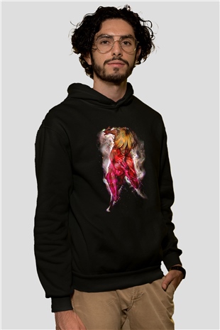 Attack On Titan Baskılı Unisex Siyah Hoodie