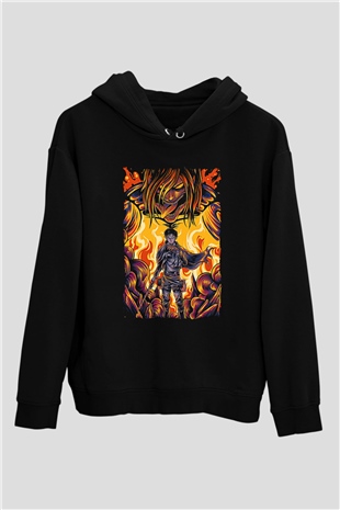Attack On Titan Baskılı Unisex Siyah Hoodie