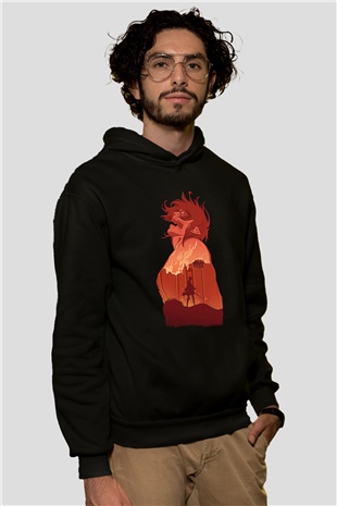 Attack On Titan Baskılı Unisex Siyah Hoodie